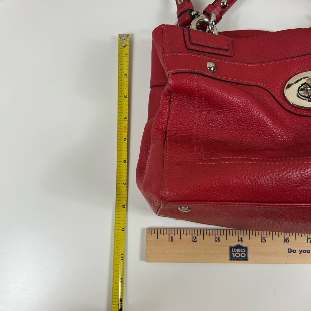 Coach Penelope Red Pebble Leather Shoulder Bag - Picture 12 of 14